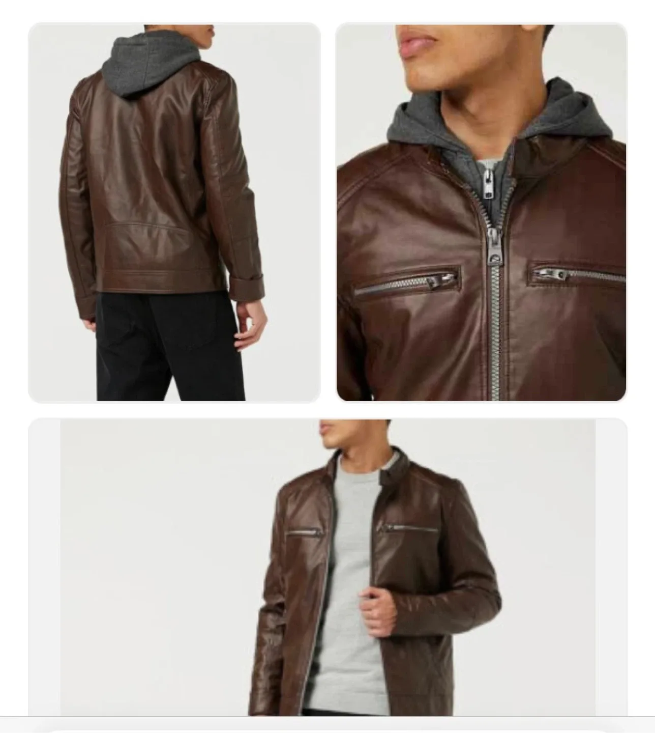 Guess faux leather Jacket, Brown, Men's Size M image indicator(2)