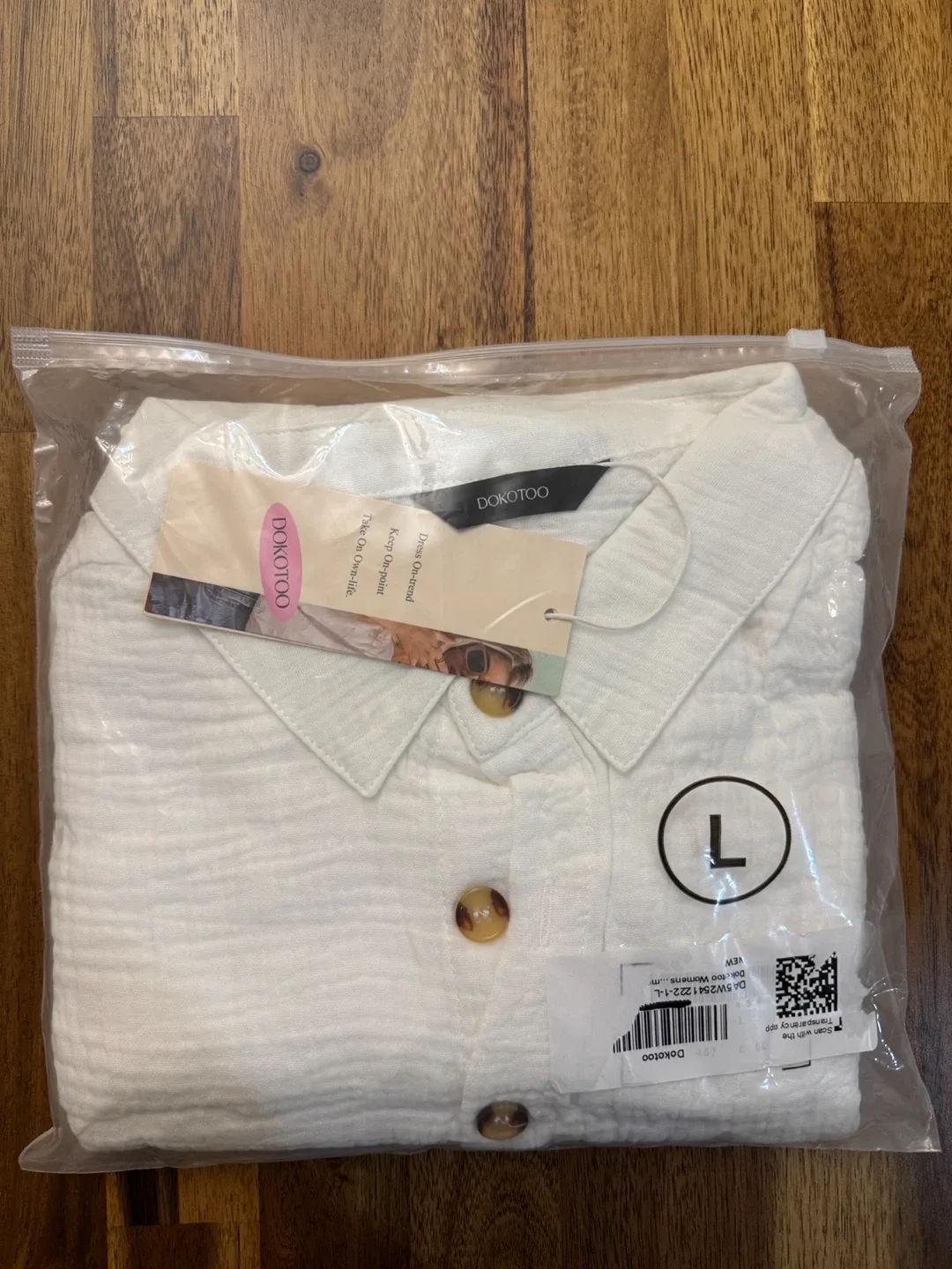 New DOKOTOO White Shirt Dress - Size Large image indicator(4)