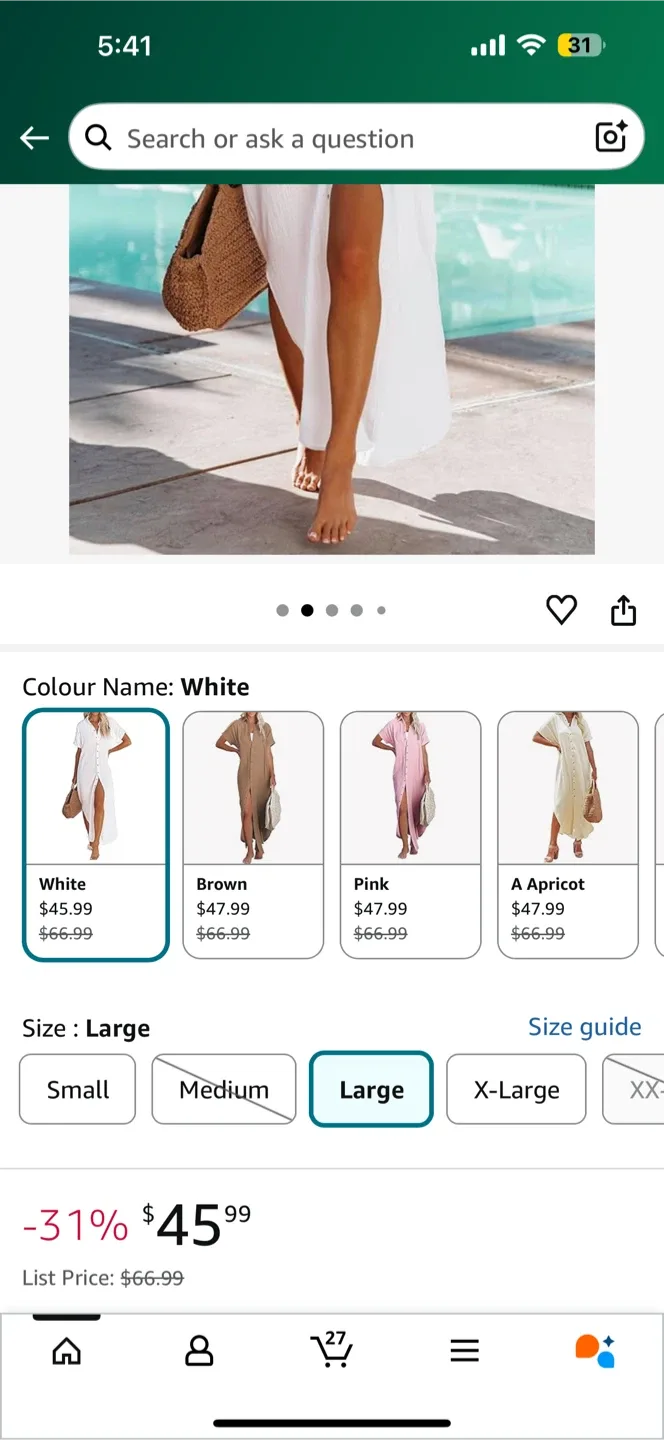 New DOKOTOO White Shirt Dress - Size Large image indicator(5)