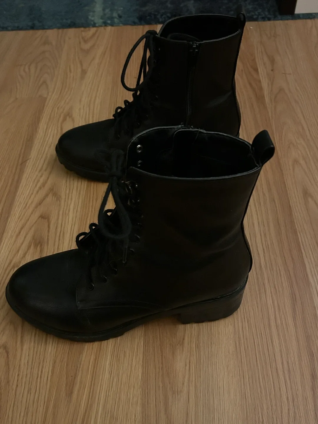 Mia Black Lace-Up combat Ankle Boots image indicator(2)