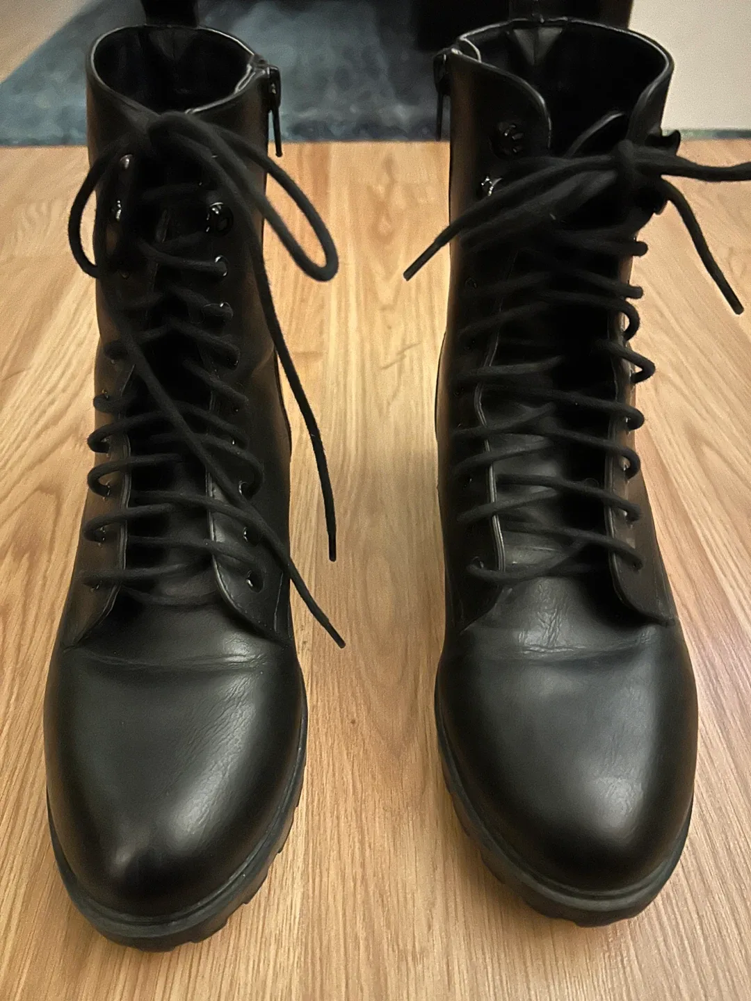 Mia Black Lace-Up combat Ankle Boots