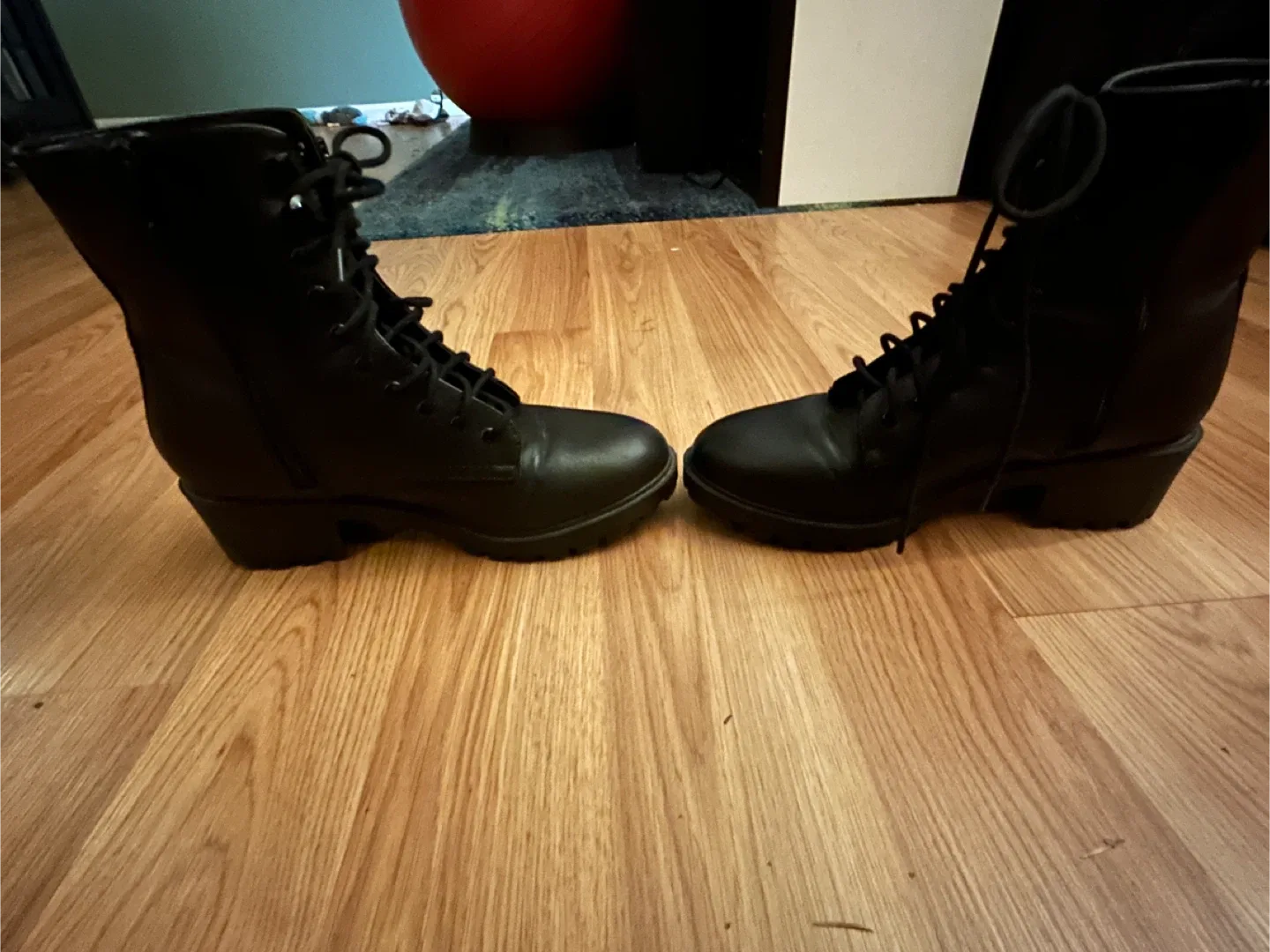 Mia Black Lace-Up combat Ankle Boots image indicator(4)