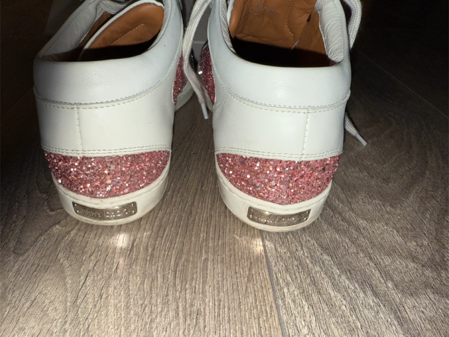 Jimmy Choo Miami Platinum/Flamingo Glitter Sneakers - Size 37 - photo 5