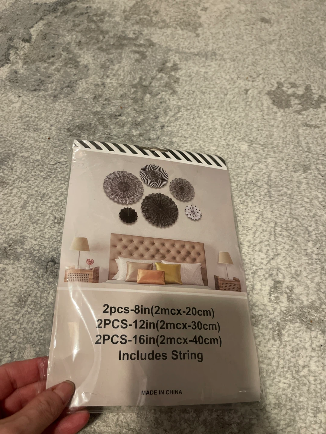 6PCS Hanging Paper Fans Decorations - Black/White