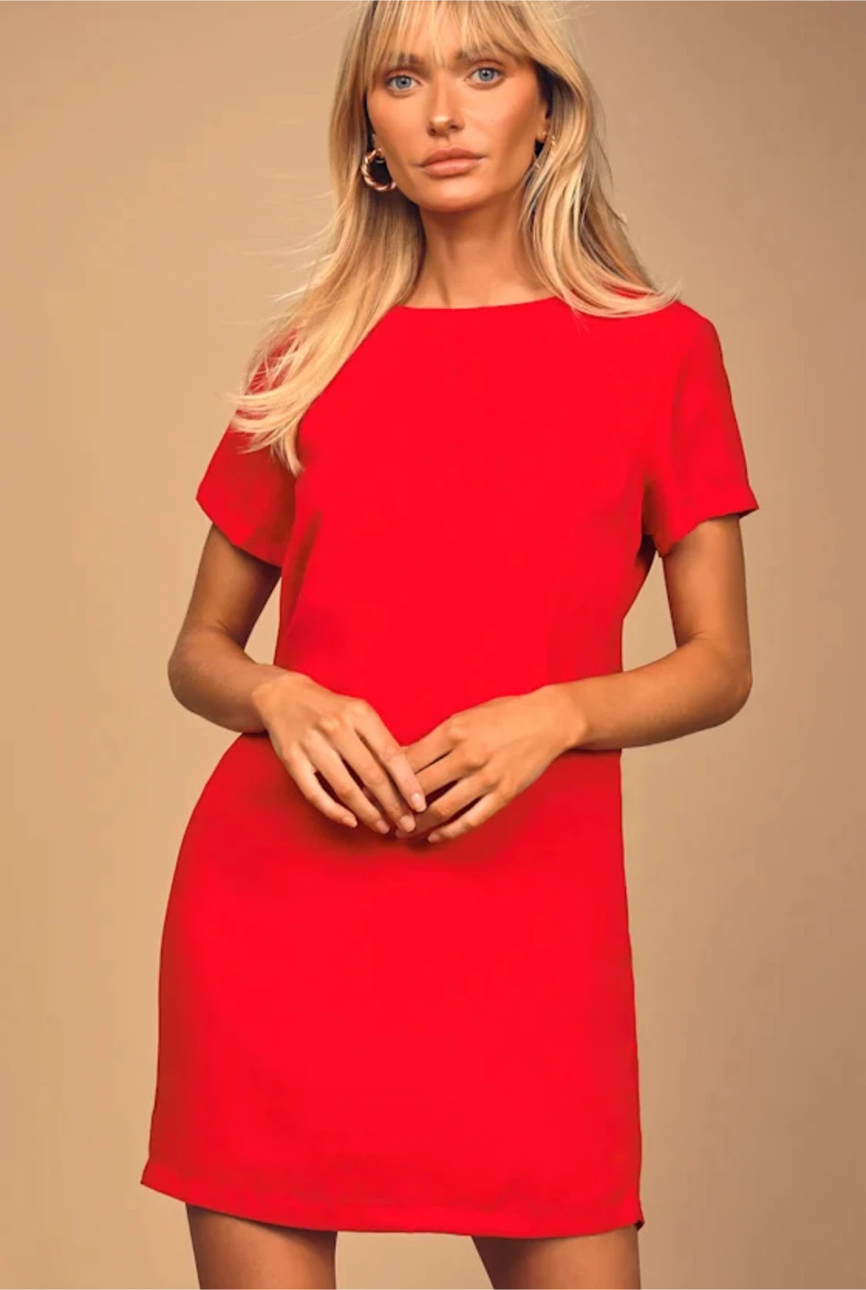 Lulus Shift and Shout Red Shift Dress