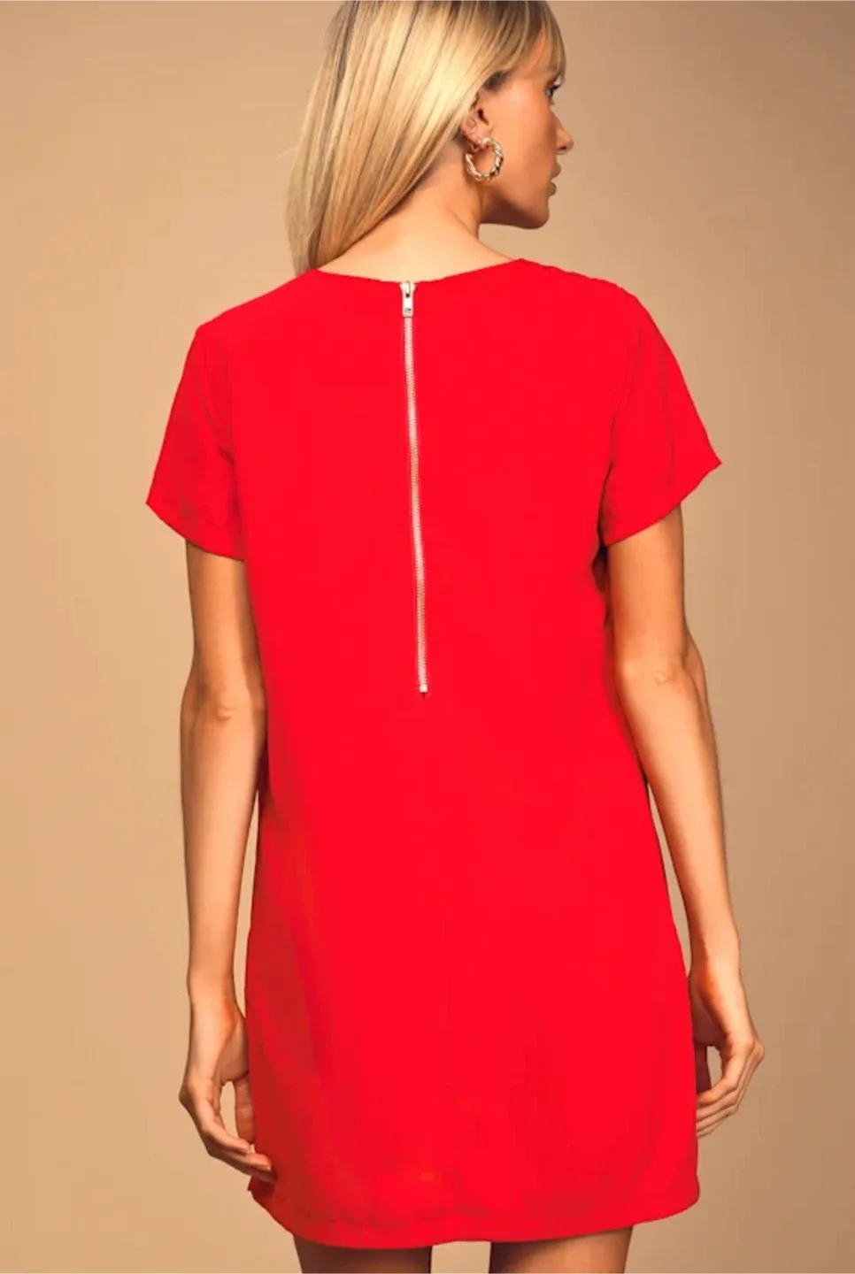 Lulus Shift and Shout Red Shift Dress image indicator(4)