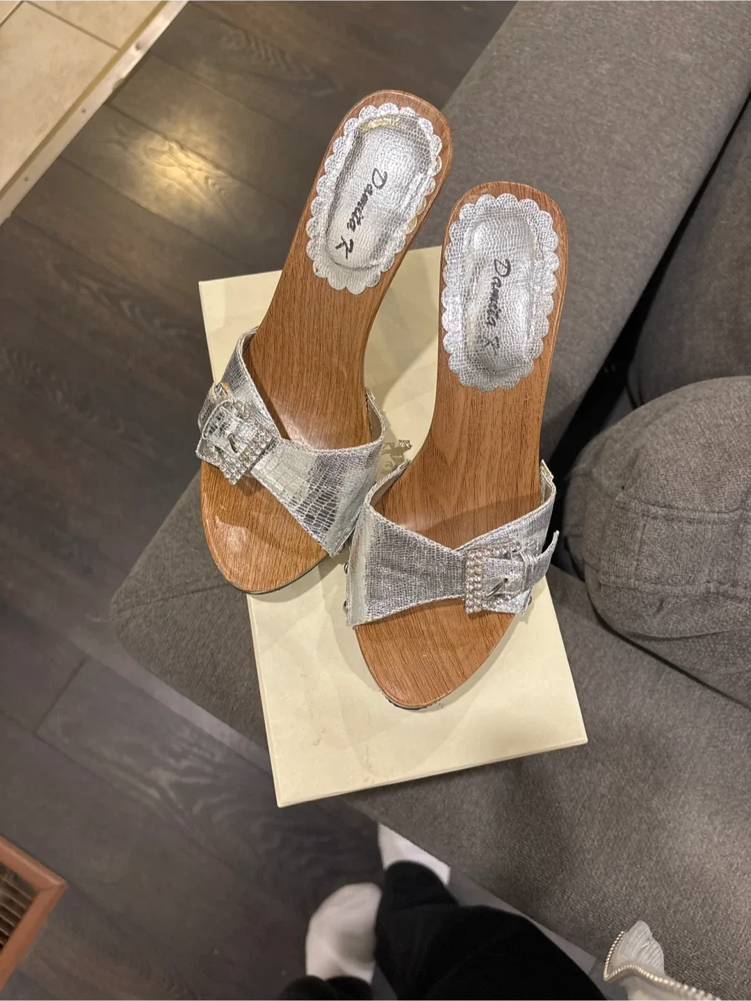 Damita R Silver Heeled Mules, Size 7 image indicator(2)