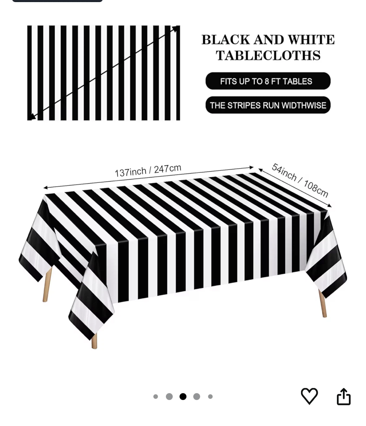 Black & White Striped Tablecloth + Party Decorations