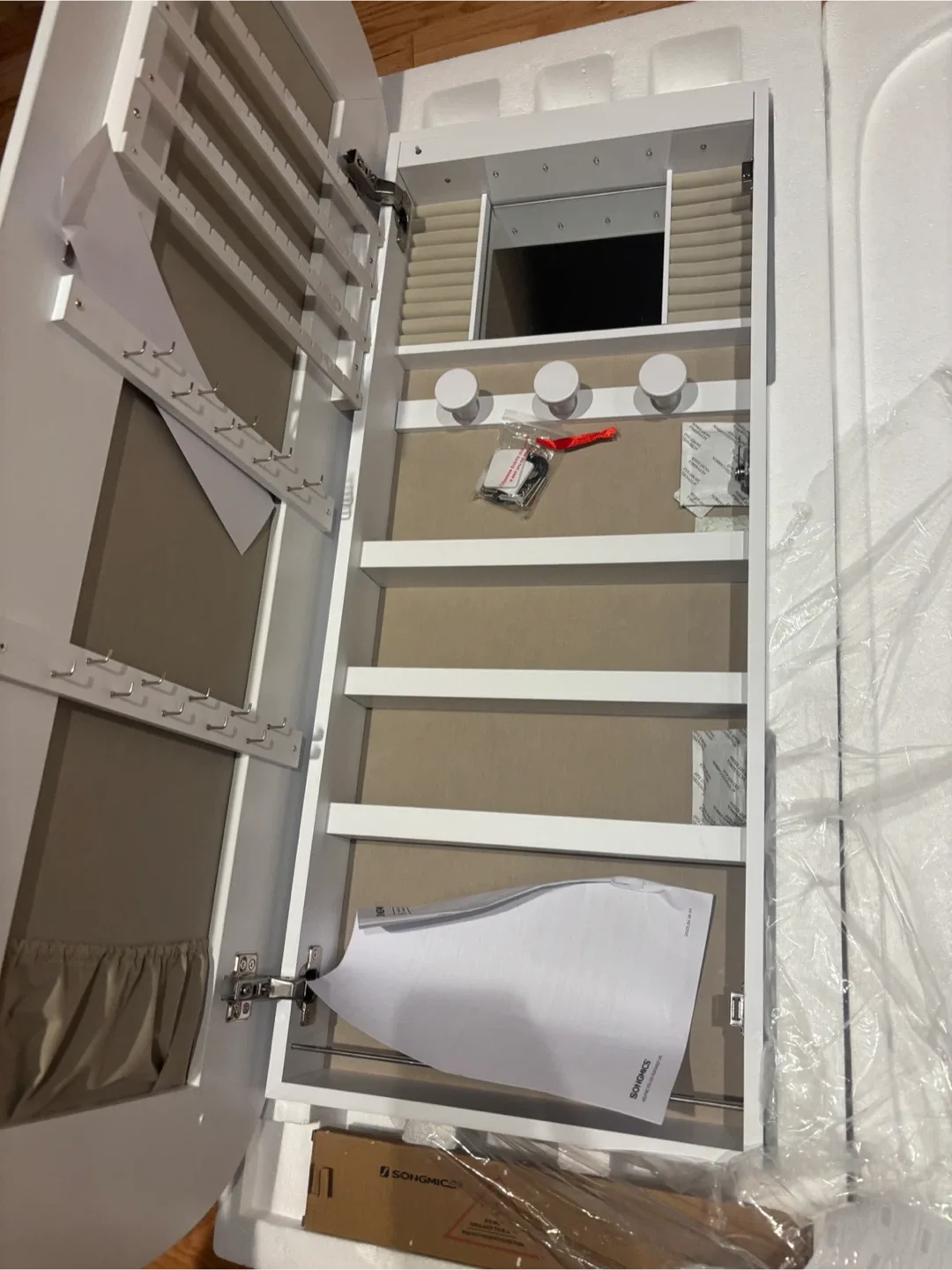 Jewelry Cabinet Storage with Mirror - White image indicator(3)