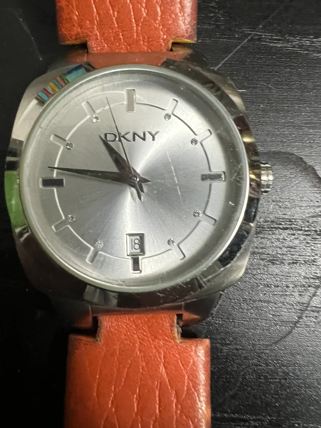 DKNY Watch with Orange Leather Strap