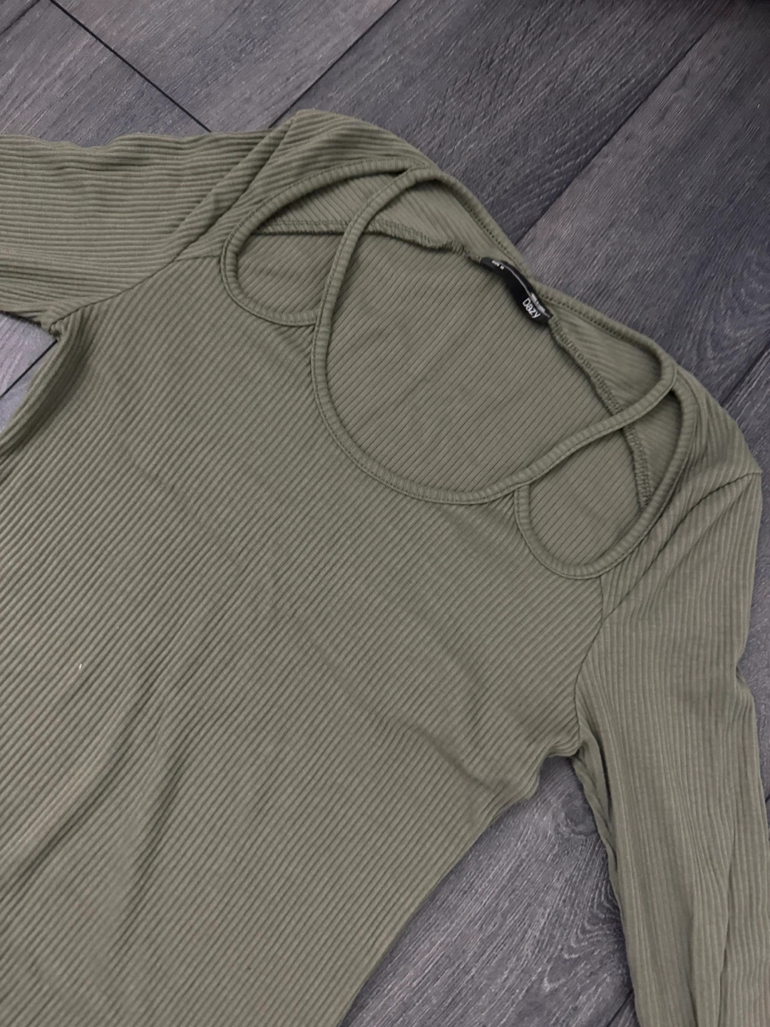 Olive Green Ribbed Top