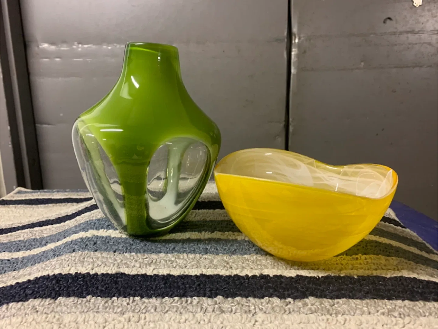 Green & Yellow Decorative Glass Vases thumbnail