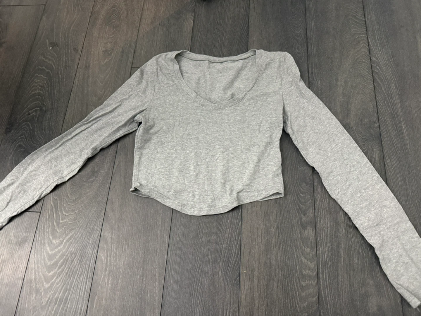 Grey Long Sleeve Crop Top - photo 2