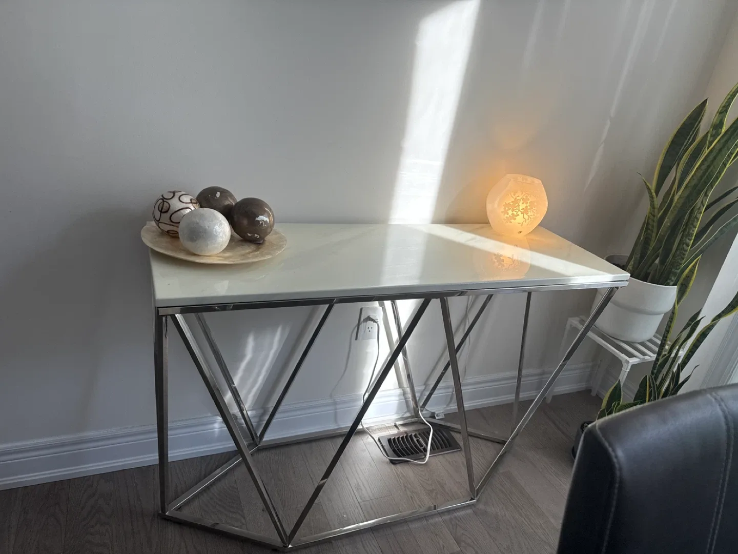 Console Table with Marble Top & Metal Base