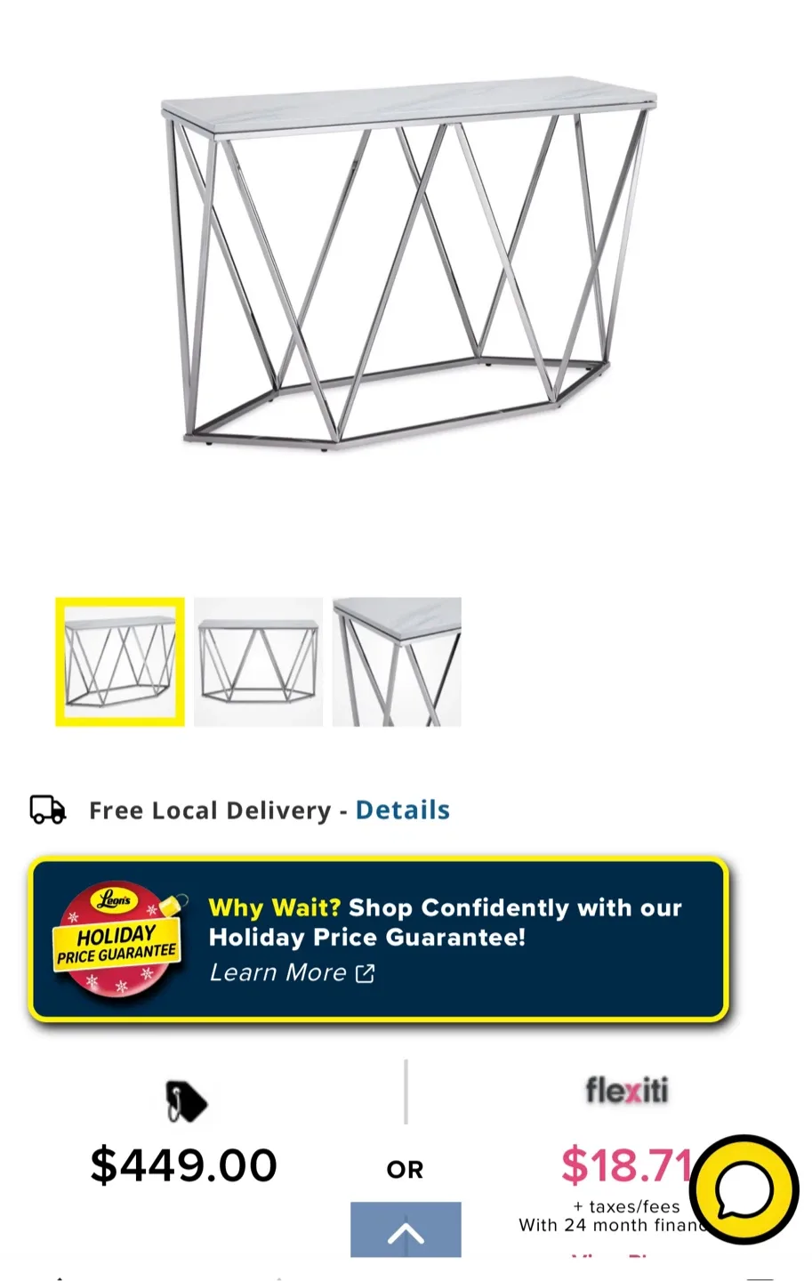 Console Table with Marble Top & Metal Base image indicator(2)