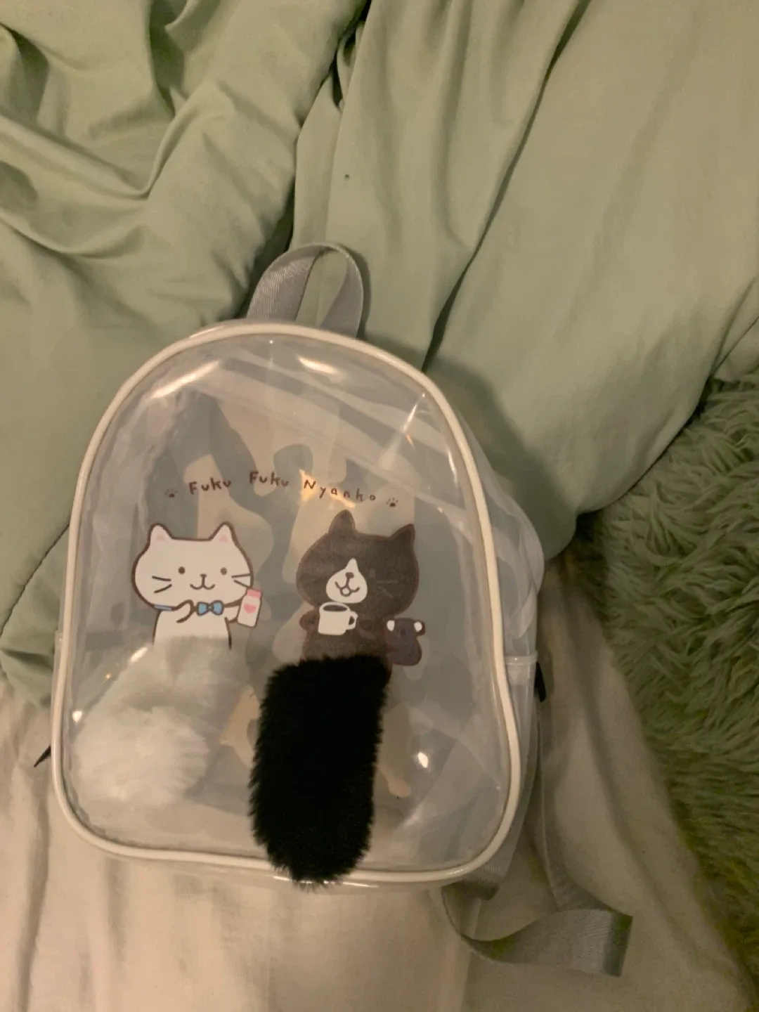 Clear mini backpack with cat design