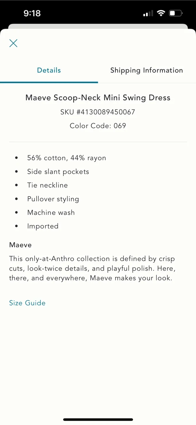 BNWT Anthropologie Mare Mare Mini Neck Swing Dress XS image indicator(7)