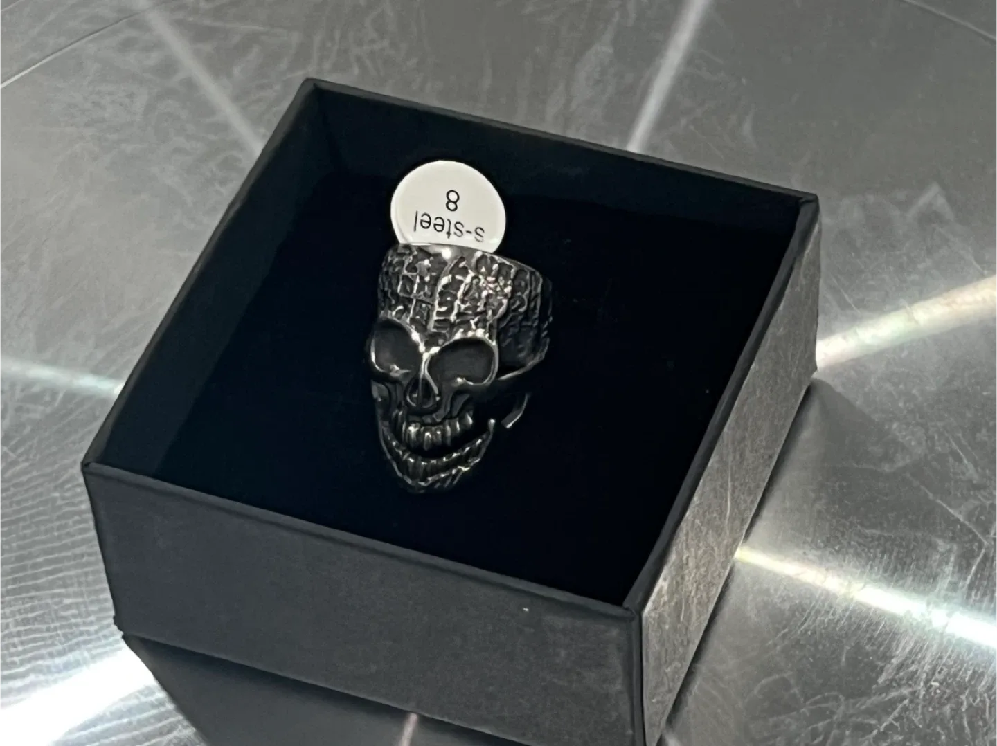 S-Steel Skull Ring - Size 8