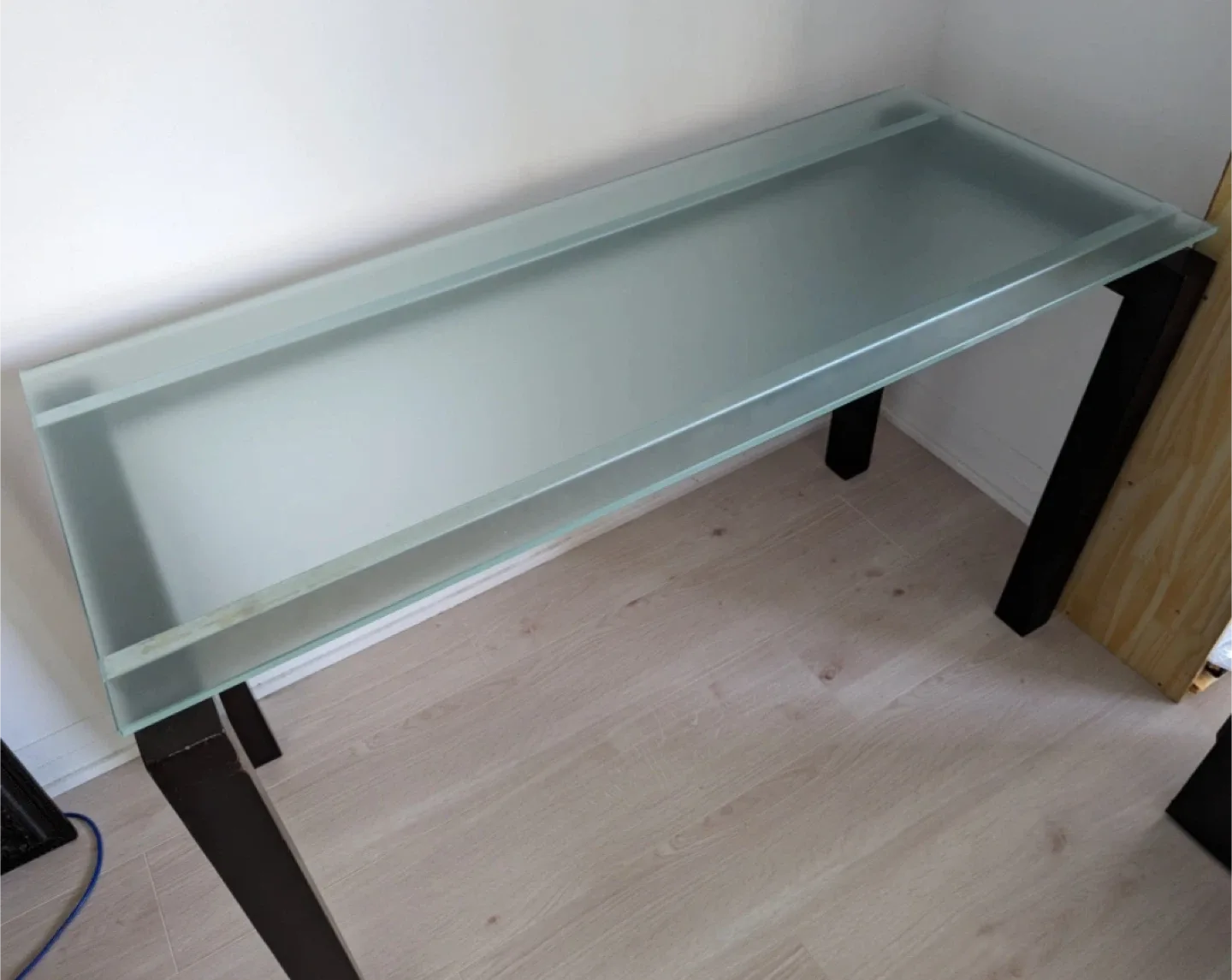 Glass Top Desk with Dark Wood Legs image indicator(2)
