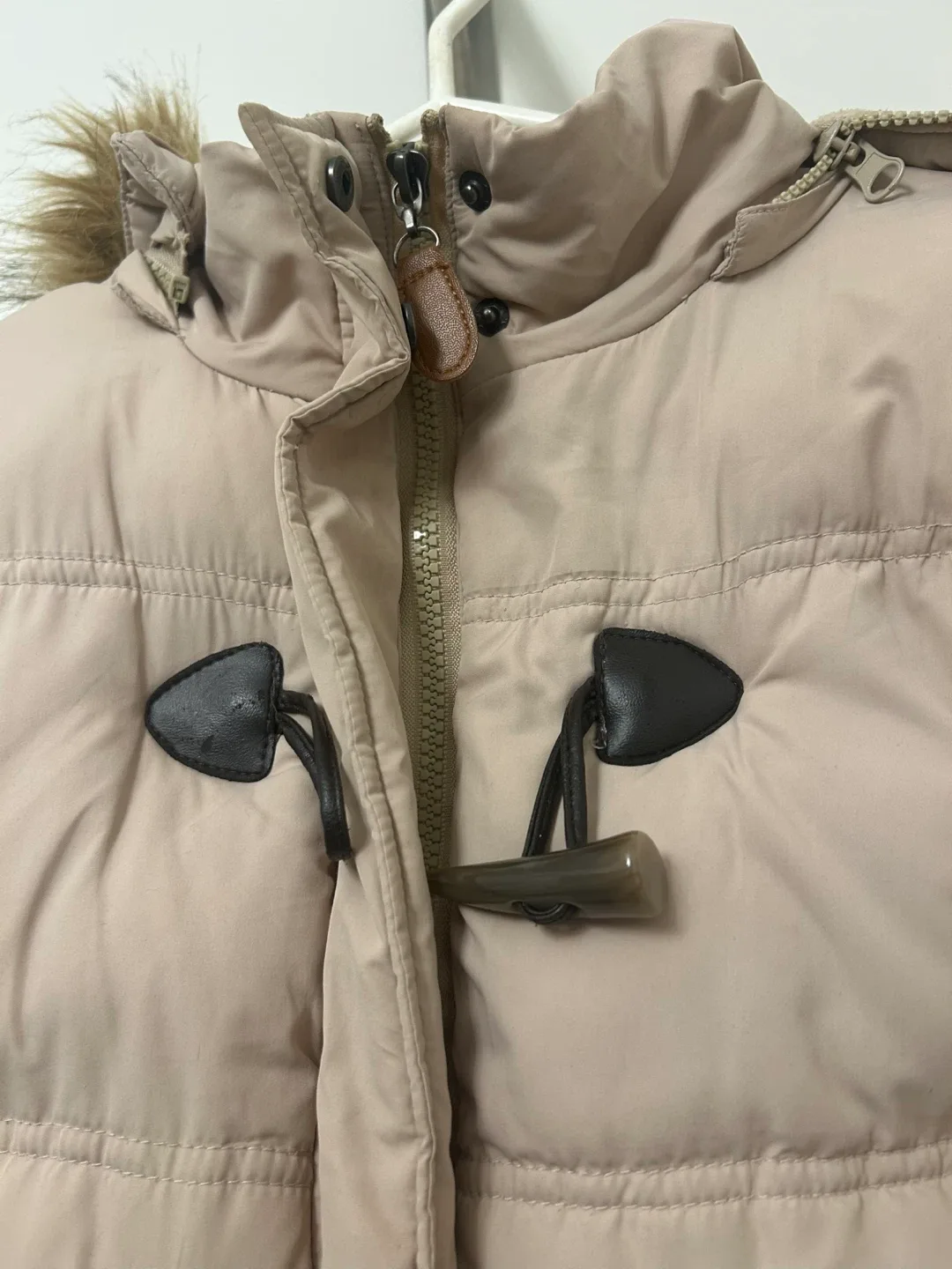 Beige Puffer Jacket with Fur Hood image indicator(6)