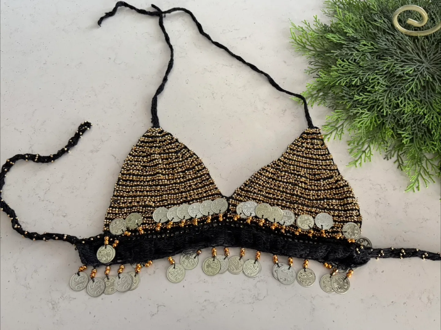 Belly Dance Bra Top - Black & Gold