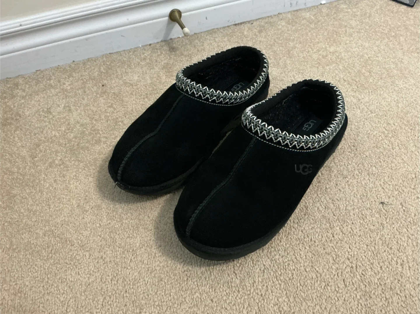 UGG Black Suede Slippers, Size 9 image indicator(2)