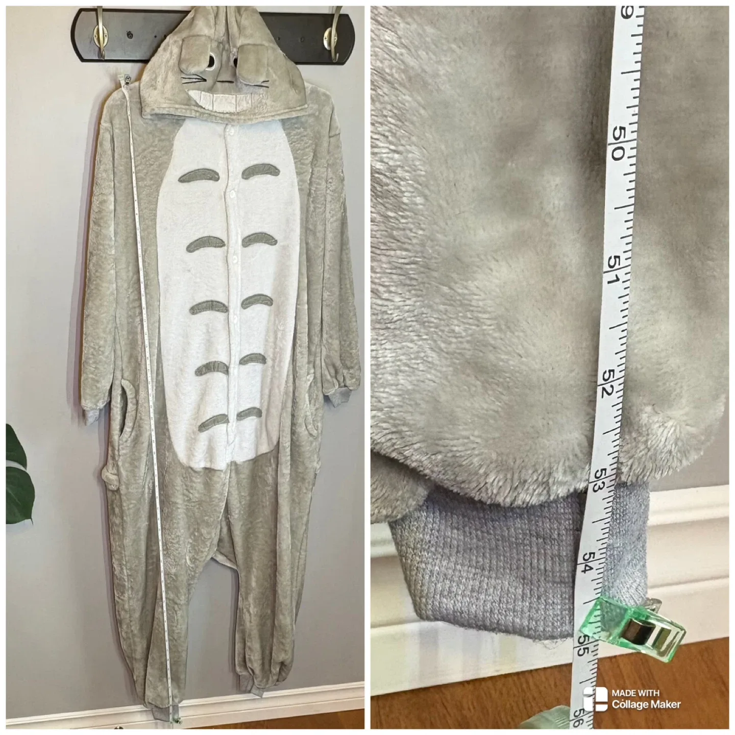 Beauty Shine Totoro Kigurumi Onesie PJ Costume Grey Fleece Sz M image indicator(7)