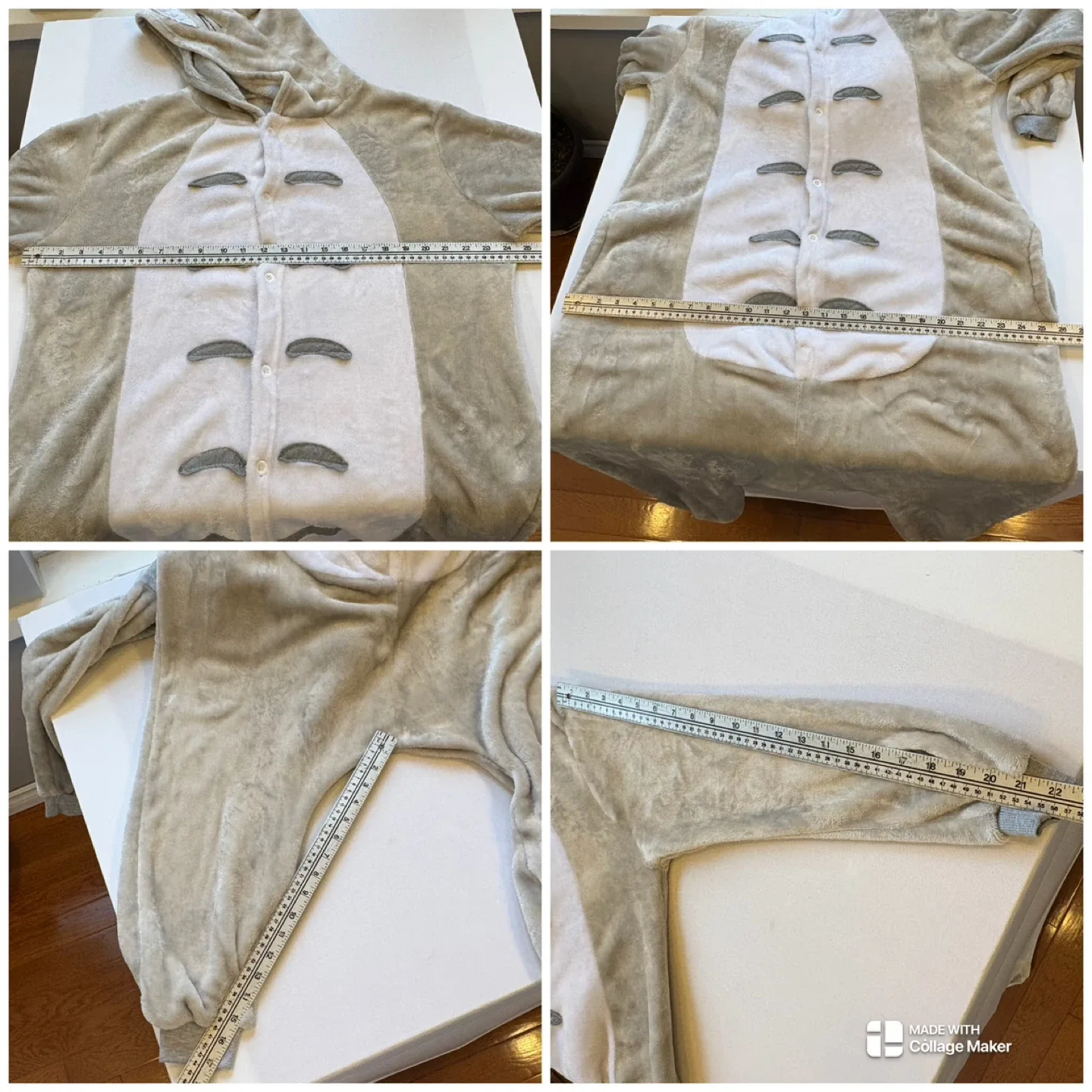 Beauty Shine Totoro Kigurumi Onesie PJ Costume Grey Fleece Sz M image indicator(8)