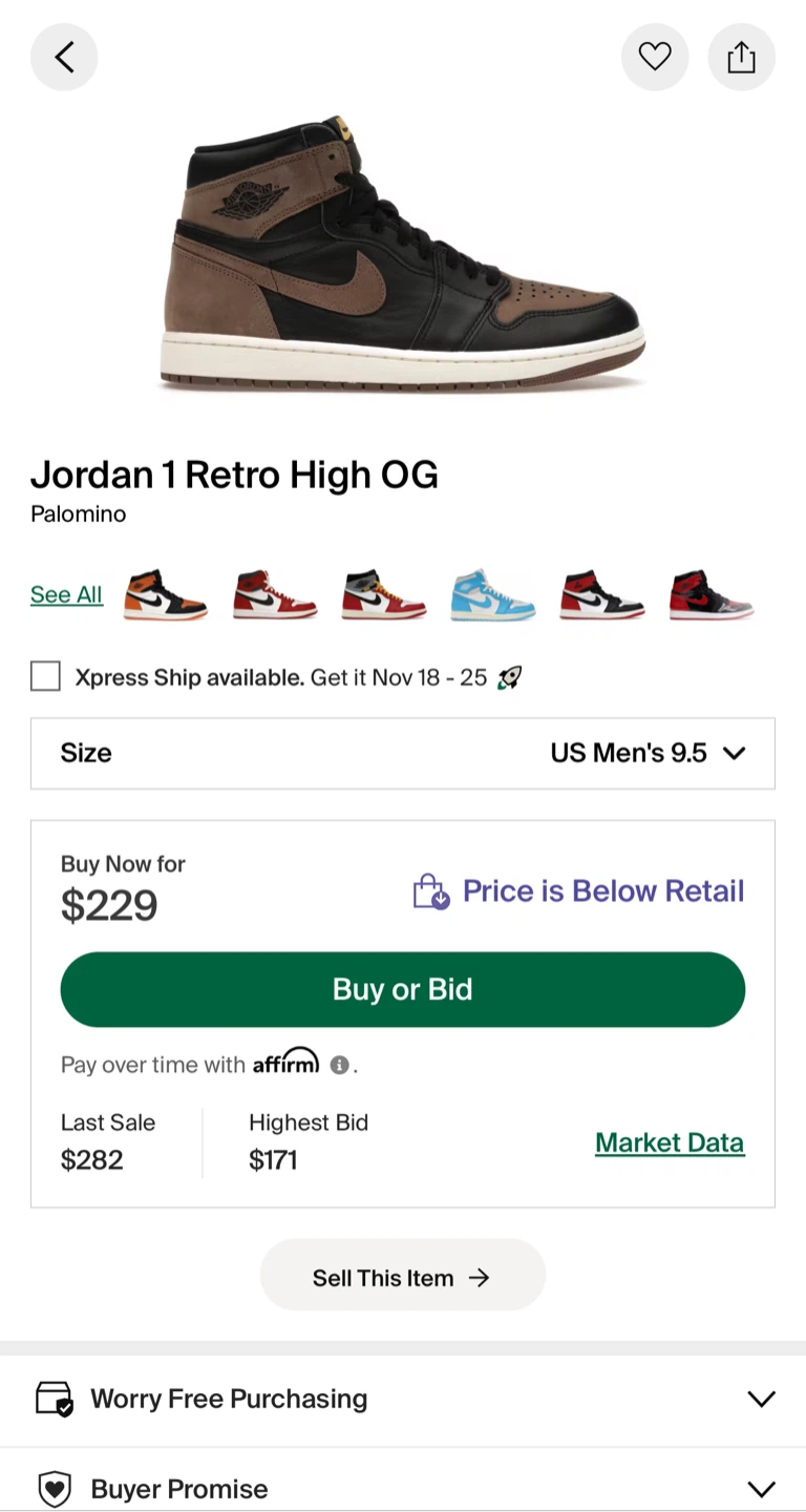 Jordan 1 Retro High OG Palomino US Men's 9.5 - photo 2