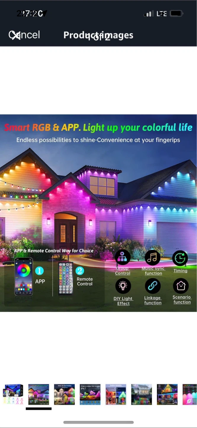 100FT Outdoor RGB Lights, Waterproof LED Eaves Lights