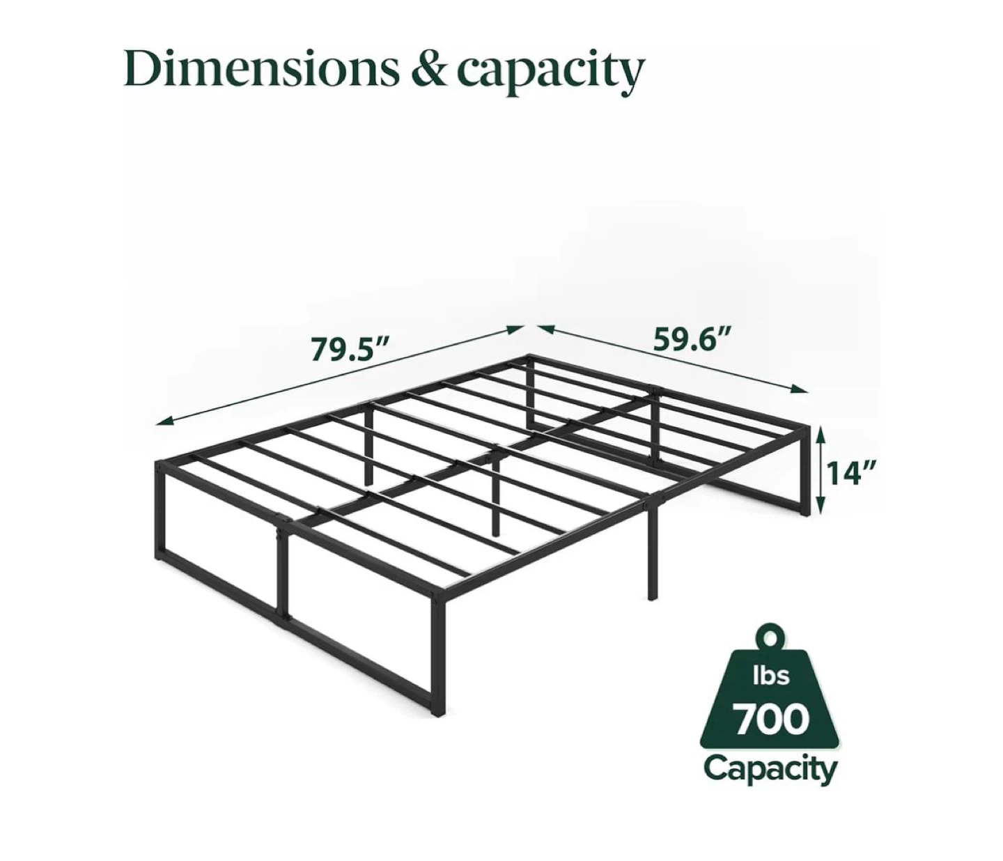 Metal Platform Bed Frame - Queen Size - photo 3