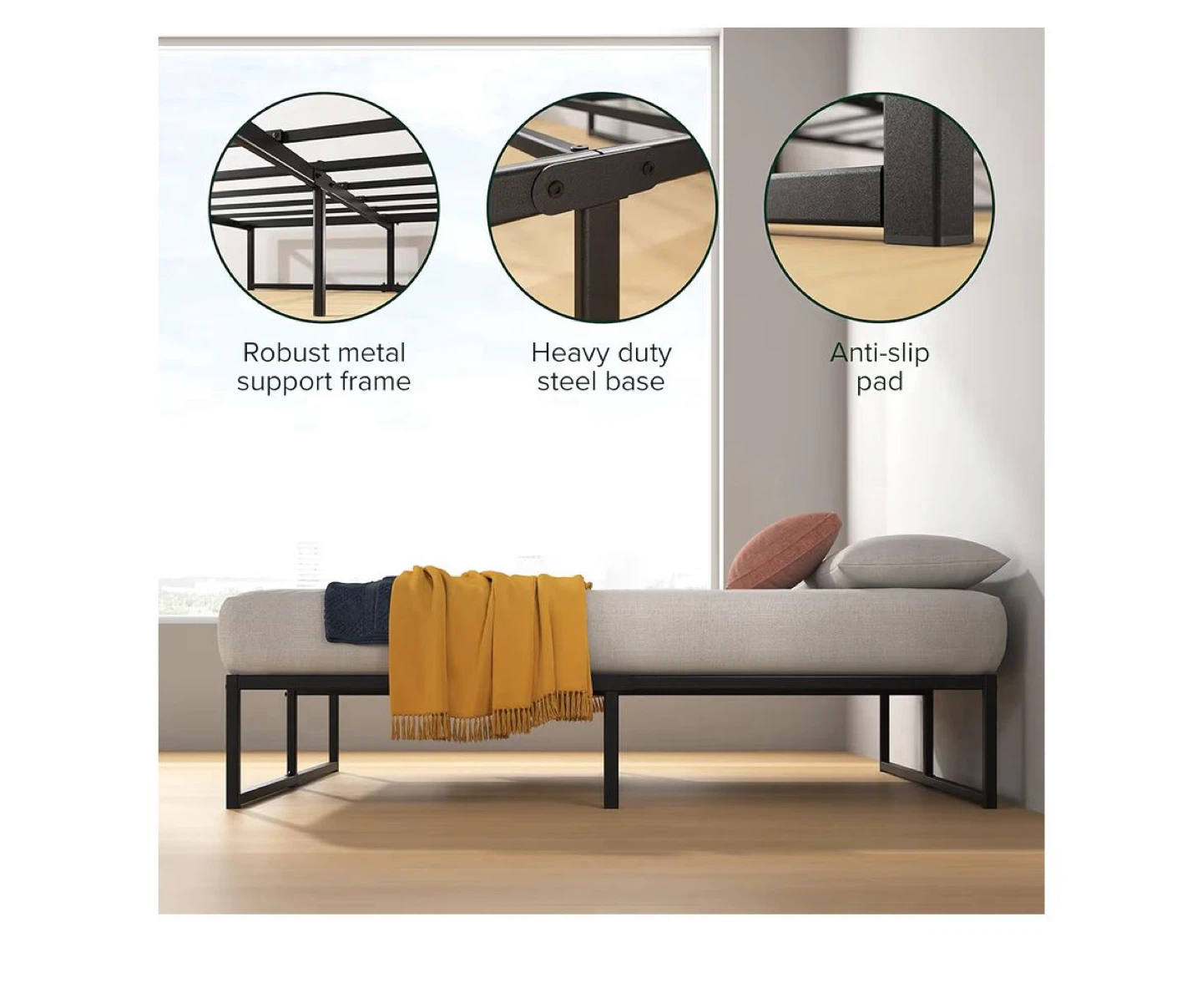 Metal Platform Bed Frame - Queen Size - photo 2