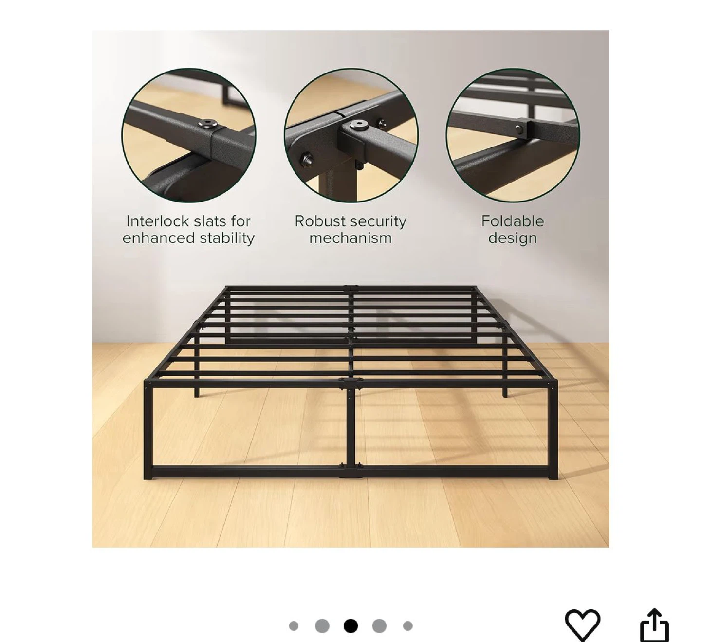 Metal Platform Bed Frame - Queen Size
