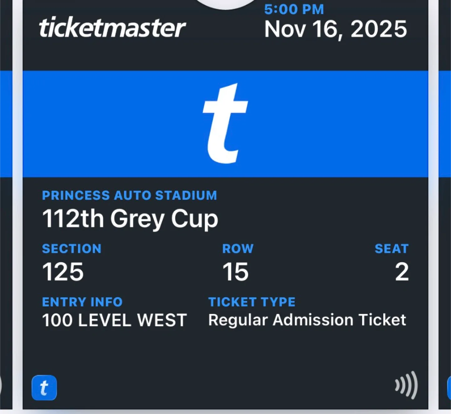 Ticketmaster 112th Grey Cup Tickets - Nov 16, 2025 image indicator(2)