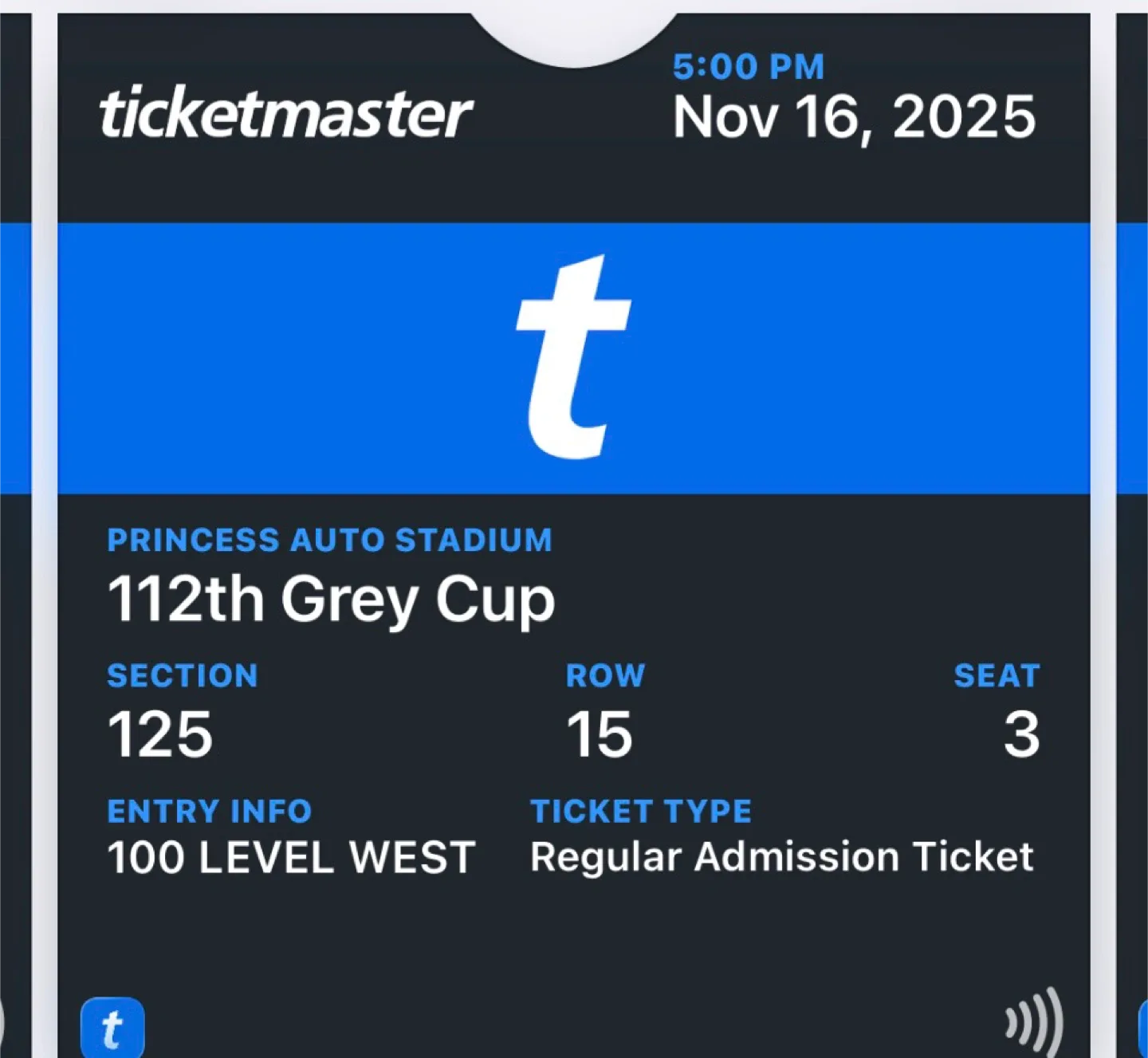 Ticketmaster 112th Grey Cup Tickets - Nov 16, 2025 image indicator(3)