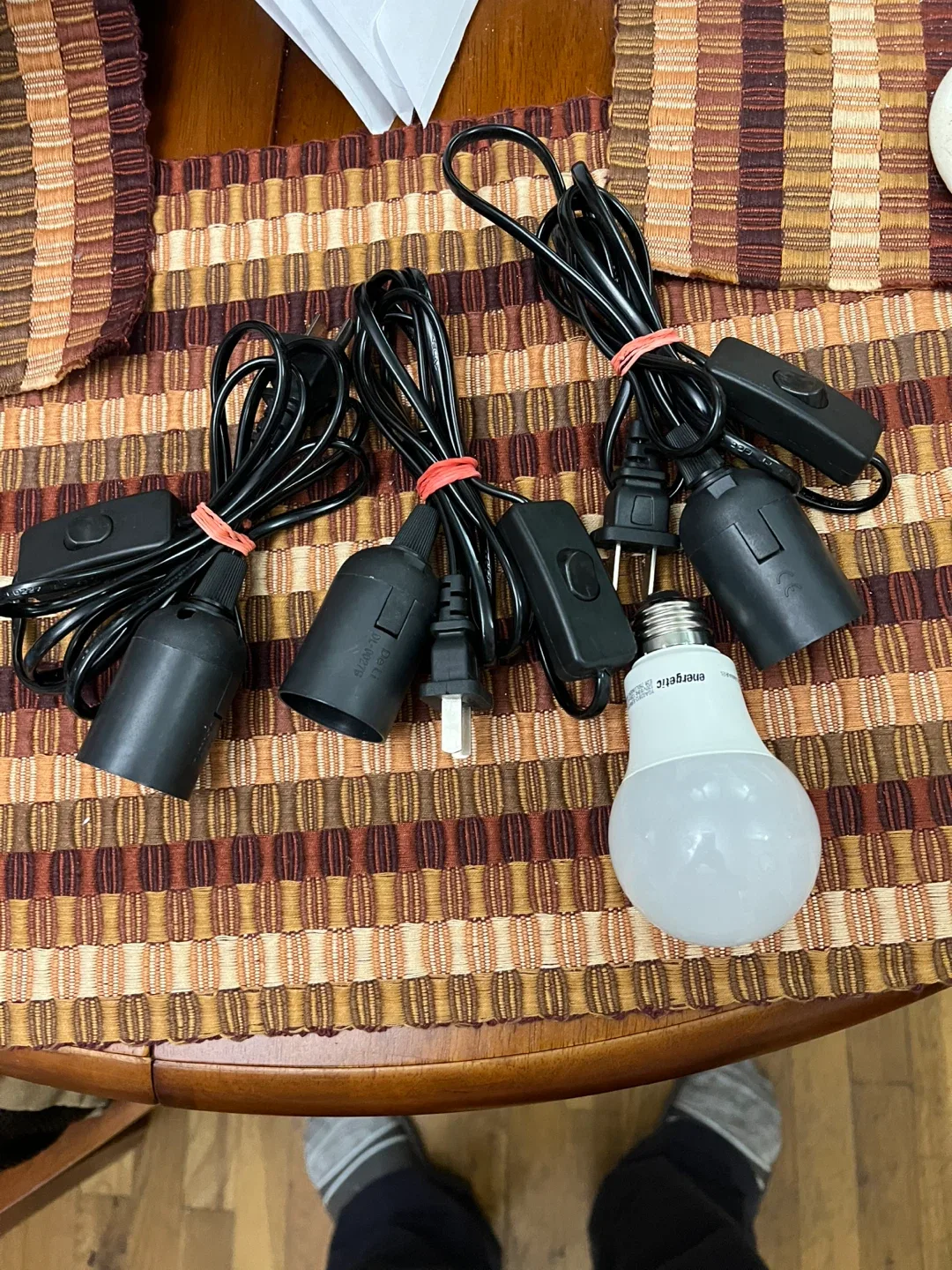 4 Black Pendant Light Sockets with Switch