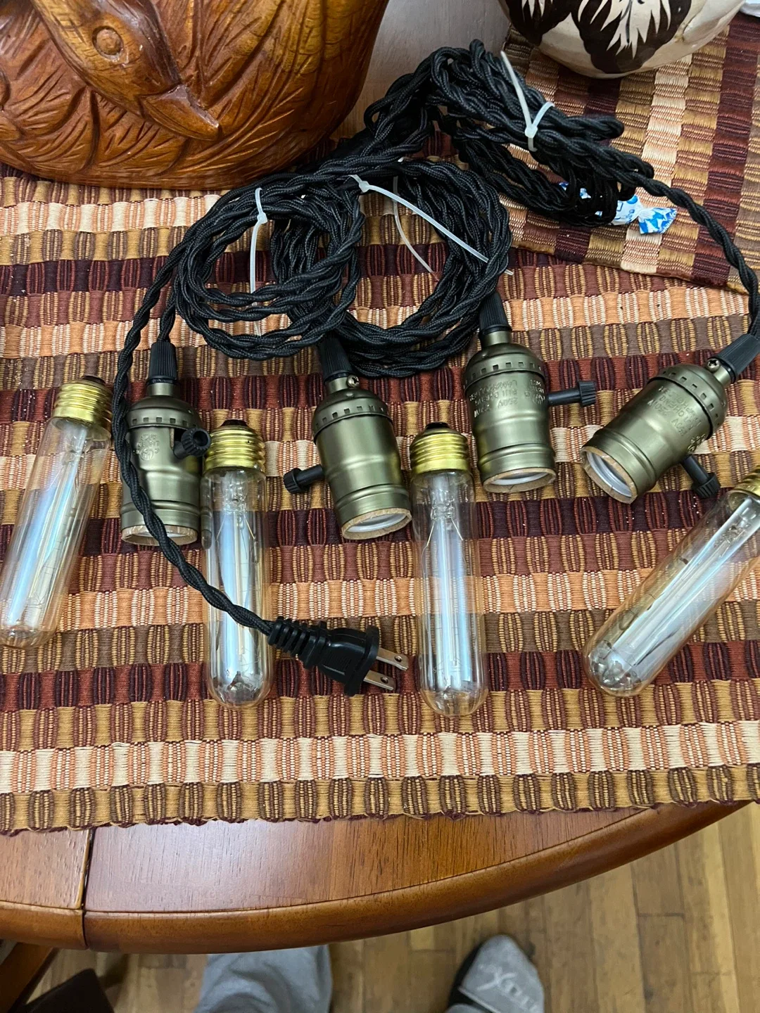 Vintage Style Lamp Sockets with Cords & Bulbs
