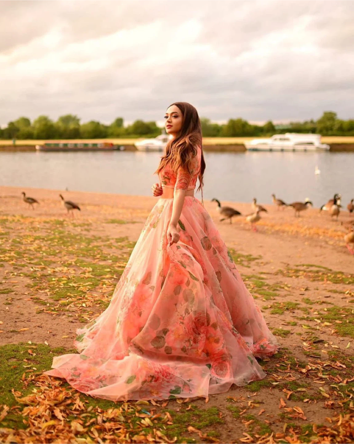 Floral Lehenga Choli Set - Peach/Orange - photo 4
