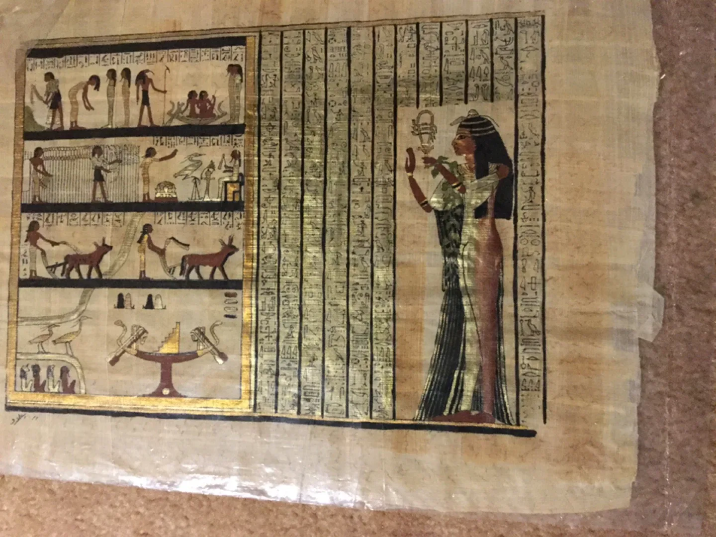 Egyptian Papyrus pharaonic Art 14 by 9 inches image indicator(7)