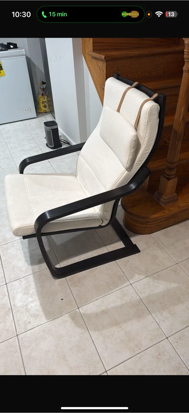 IKEA POÄNG Chair - Black-Brown/Knisa Beige image indicator(3)