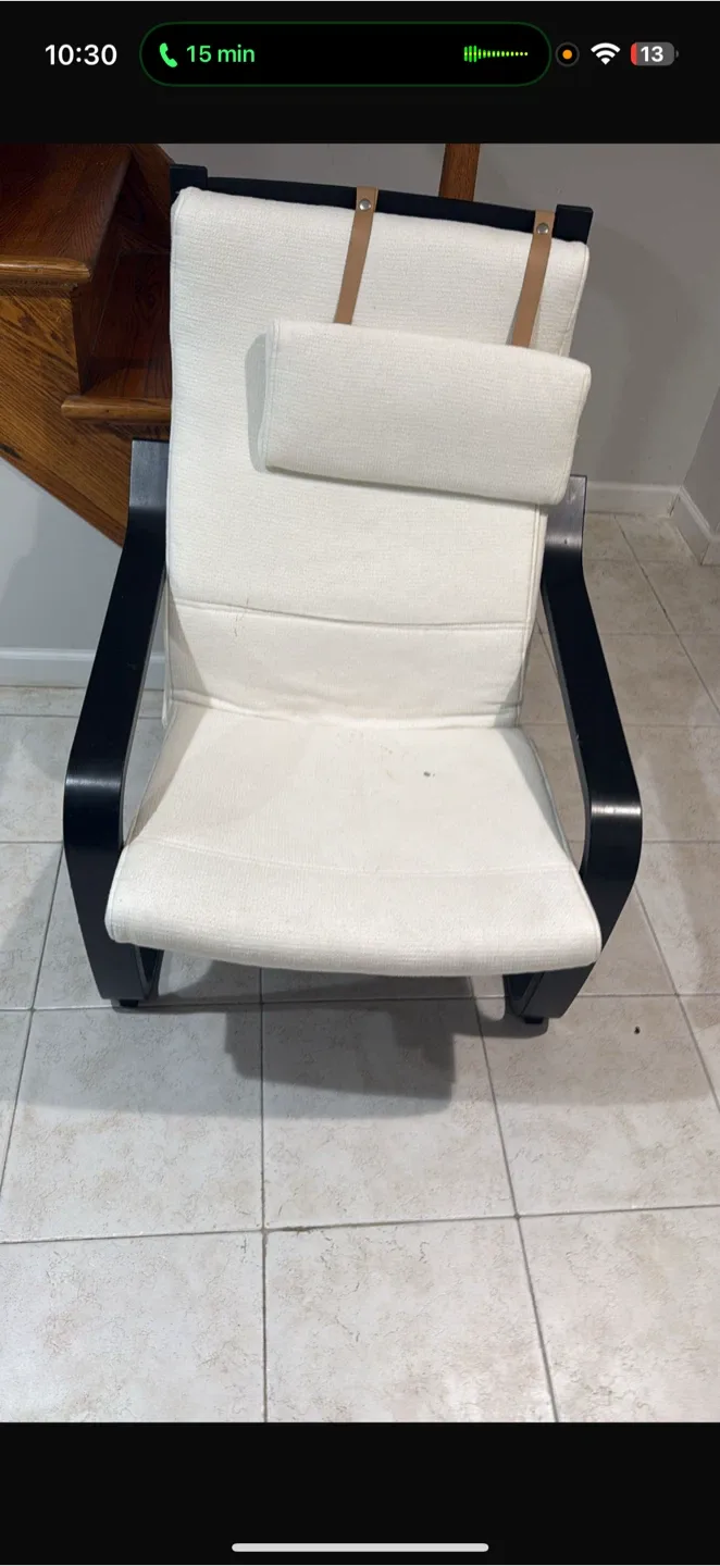 IKEA POÄNG Chair - Black-Brown/Knisa Beige image indicator(2)