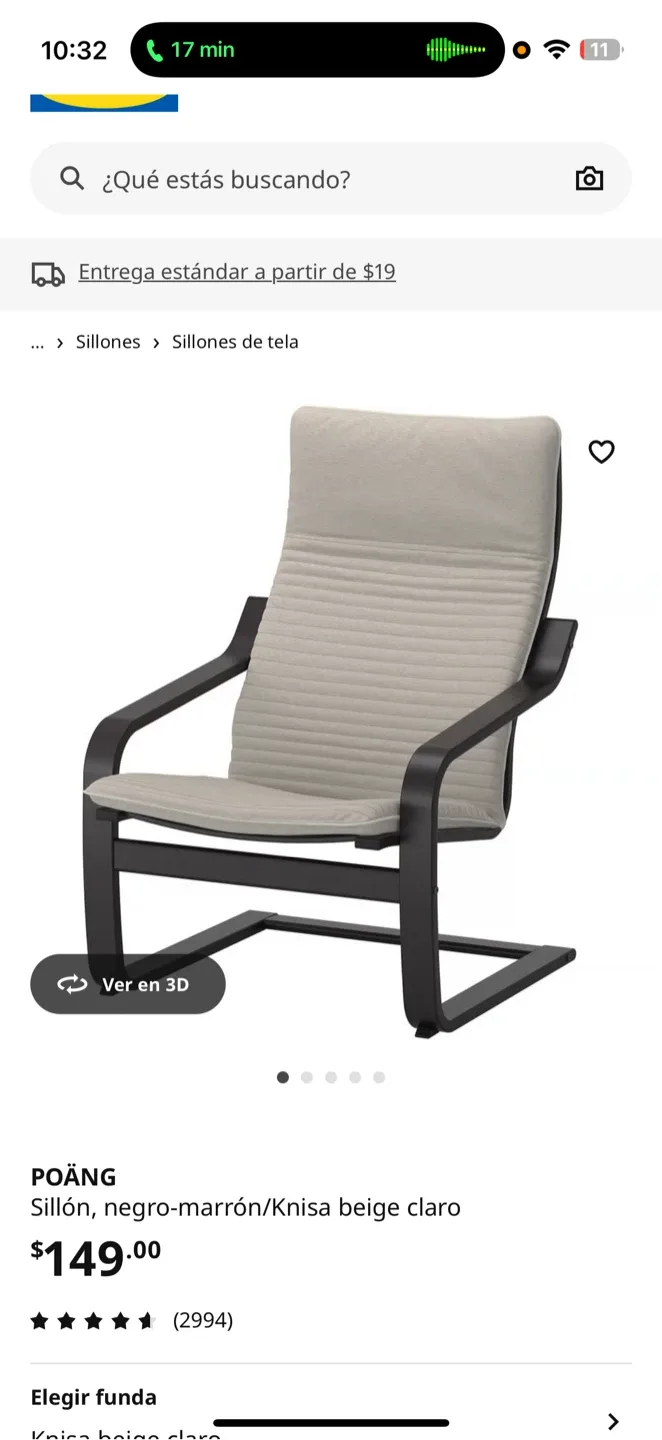 IKEA POÄNG Chair - Black-Brown/Knisa Beige image indicator(4)