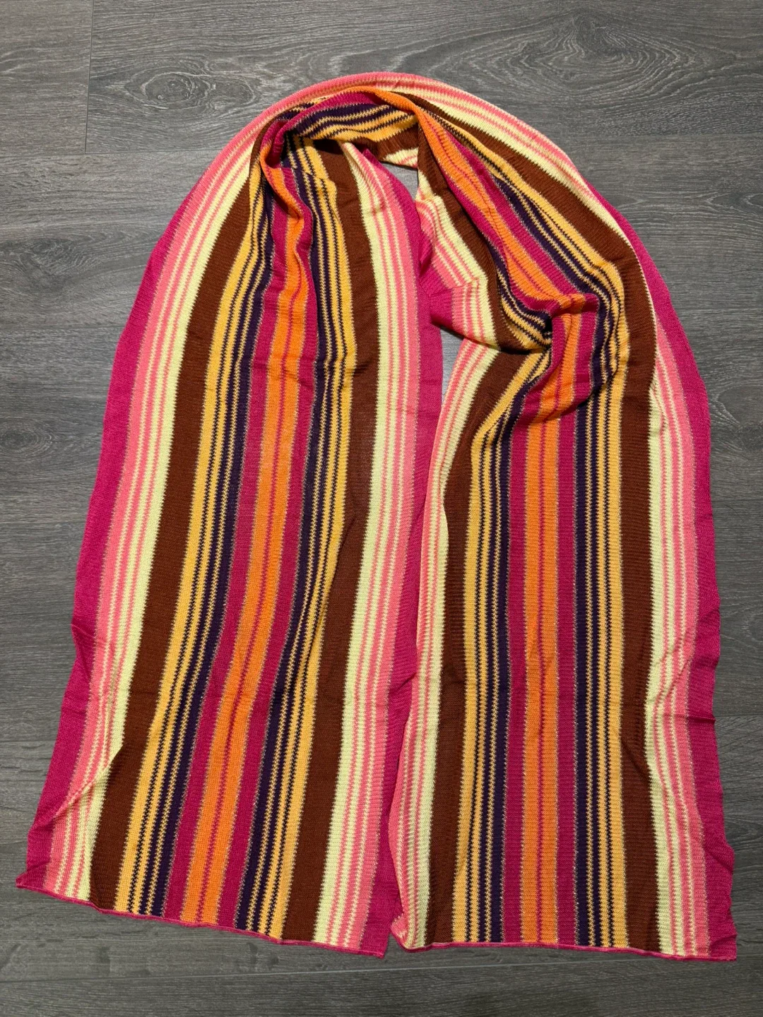 Authentic Missoni Striped Scarf - Pink, Orange, Brown image indicator(5)