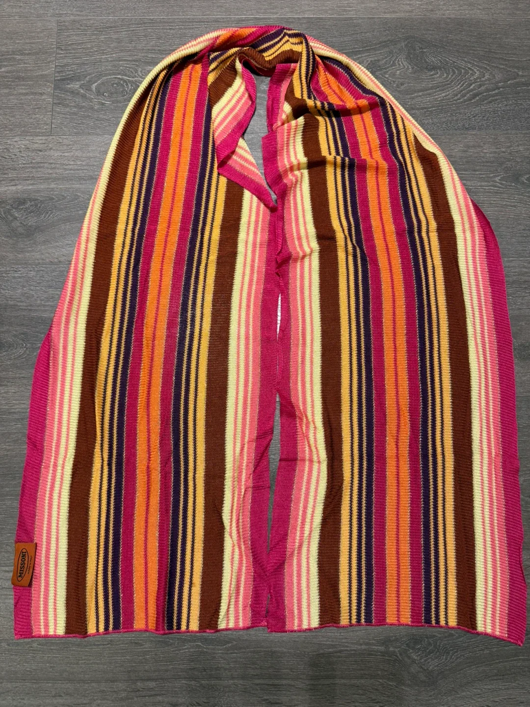 Authentic Missoni Striped Scarf - Pink, Orange, Brown image indicator(3)