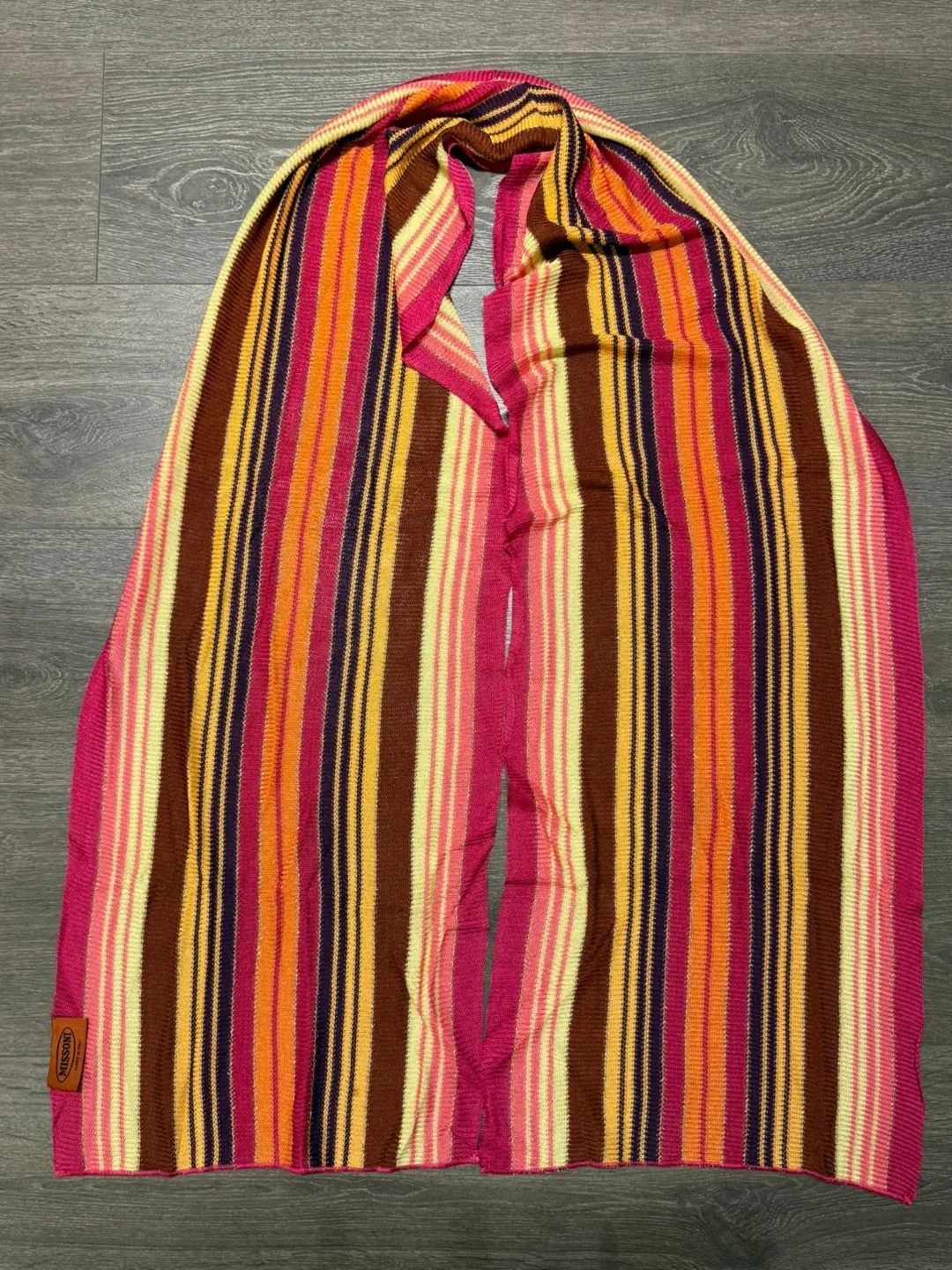 Authentic Missoni Striped Scarf - Pink, Orange, Brown