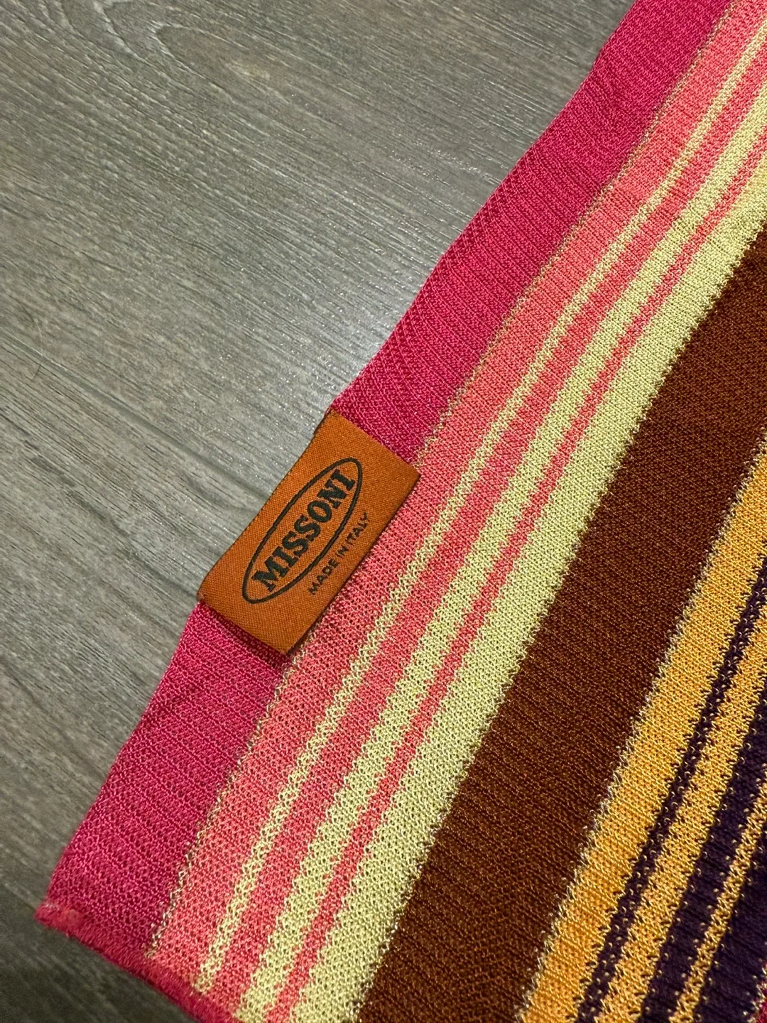 Authentic Missoni Striped Scarf - Pink, Orange, Brown image indicator(2)
