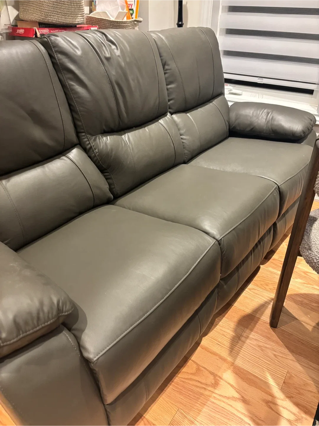 GREY Leather Sofa - AS IS image indicator(4)