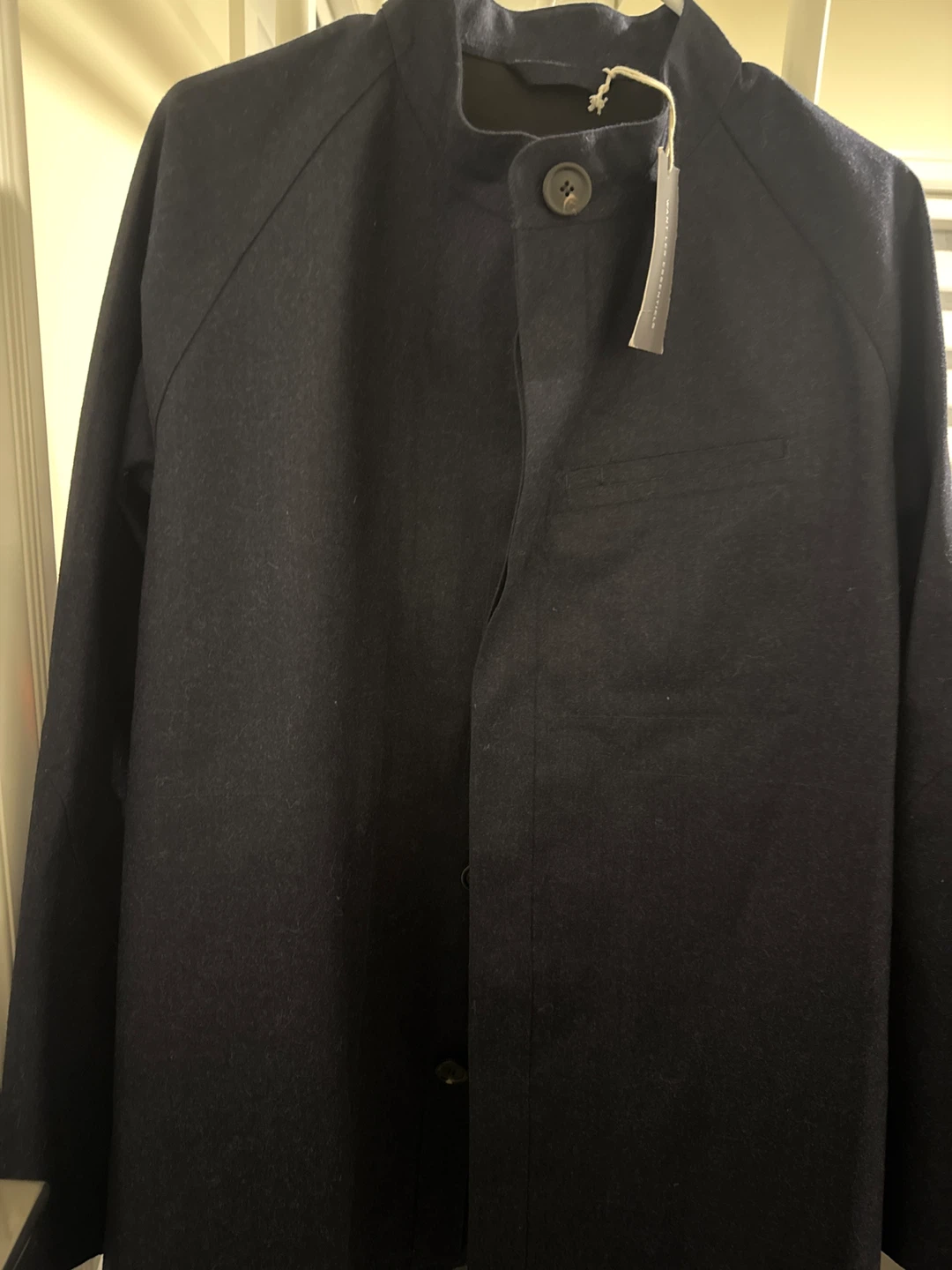 Navy Blue Wool Blend Jacket
