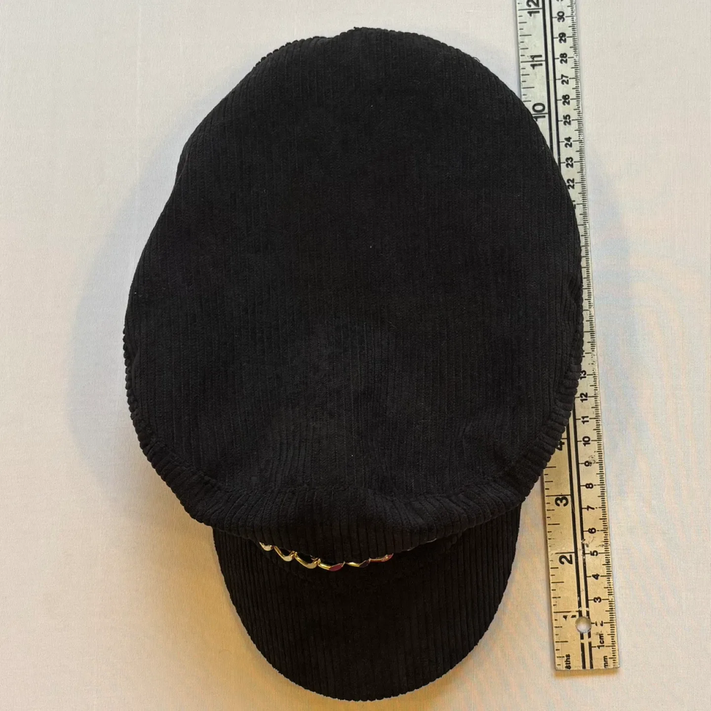Juicy Couture Black Corduroy Gold Baker Boy Cap Newsboy Hat image indicator(8)