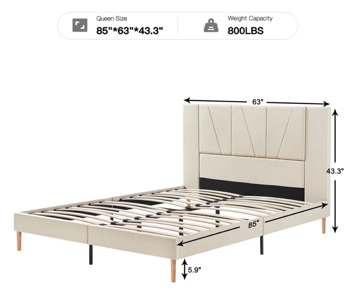 Queen Size Bed Frame with queen size mattress